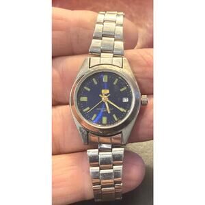 Women's "5" Watch, Silver Tone with Black Face